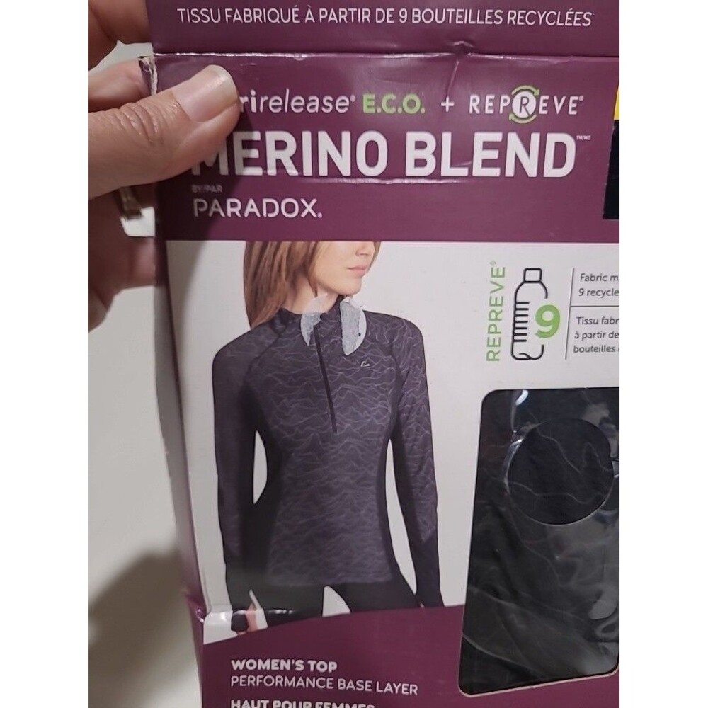 Paradox Merino Blend Women Top Black 1/4 Zip Performance Base Layer Top SM B14